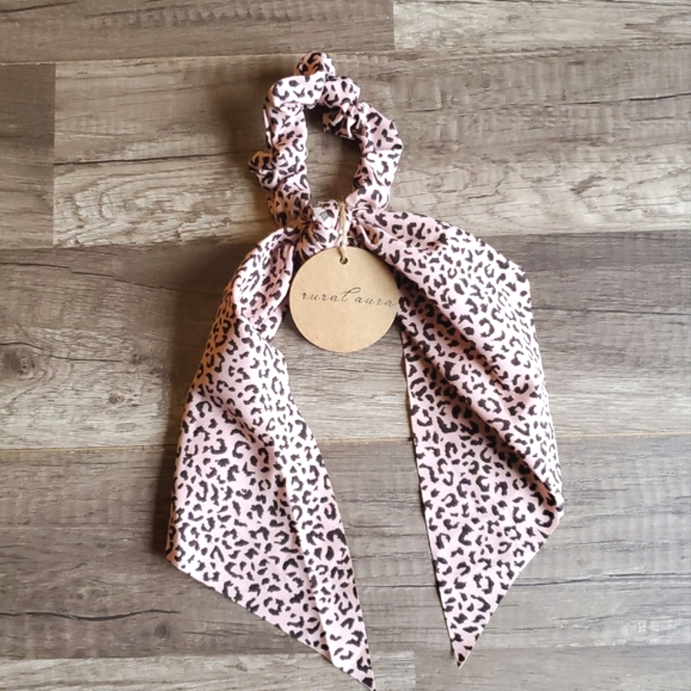 NEW Leopard Hair Ribbon Scrunchie